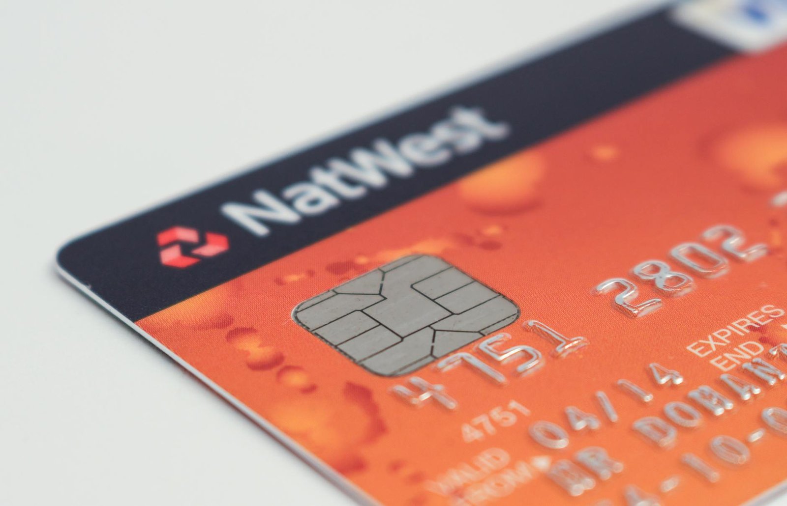"NatWest credit card showcasing chip and card details for smart credit usage."